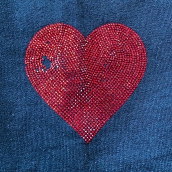 Carmar Los Angeles Black Crew Neck Sweatshirt Red Studded Heart Sleeves Size SML - Picture 9 of 16
